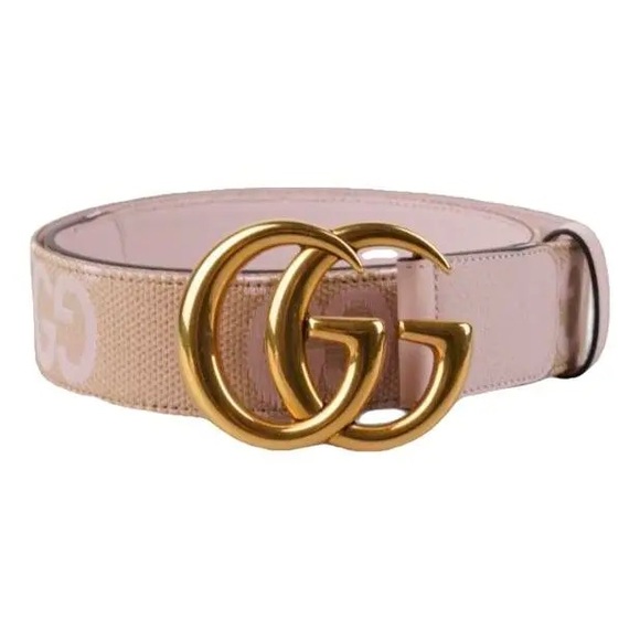 Gucci Accessories - Gucci Women's GG Marmont Wide Belt in Pink Canvas/Leather